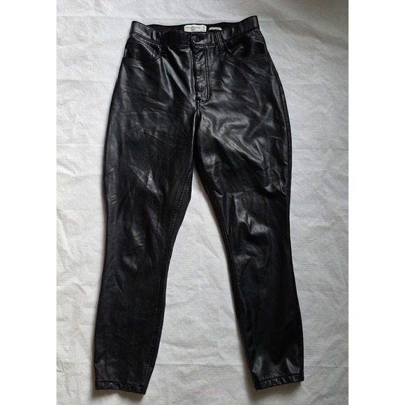 Abercrombie & Fitch Skinny high rise black sz 29/8 curve love Vegan Leather Y2K - Picture 2 of 11